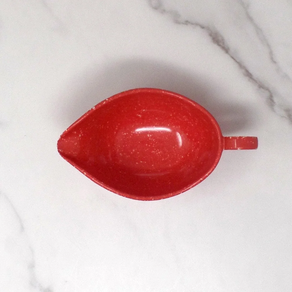 Vintage Joan Luntz Gaiety Melmac / Melamine Creamer, Speckled Red (1950s)